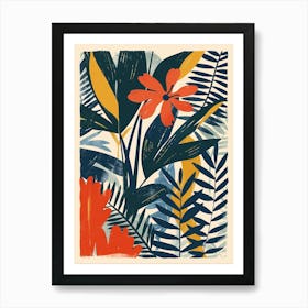 Botanical Tropical Leaves Groovy 4 Art Print