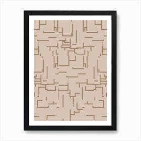 Beige Minimalist Abstract Lines Art Print