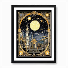 Istanbul, Turkey, Tarot Card Travel  Line Art 1 Art Print