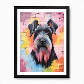 Aesthetic Miniature Schnauzer Dog Puppy Brick Wall Graffiti Artwork Art Print