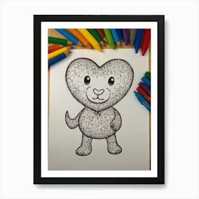 Heart Teddy Bear Art Print