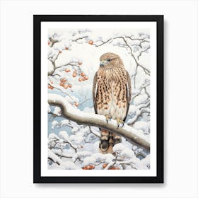 Winter Bird Painting Red Tailed Hawk 1 Art Print