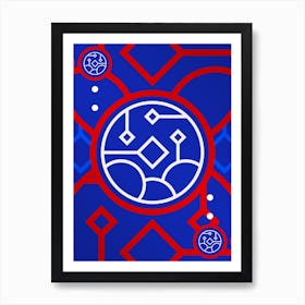 Geometric Abstract Glyph in White on Red and Blue Array n.0024 Art Print