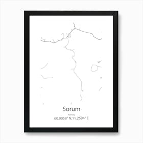 Sorum,Norway Minimalist Map Art Print