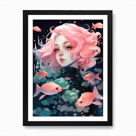 Pink Haired Girl 1 Art Print