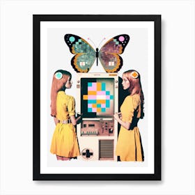 Birth of computer technology surrealist pop art Art Print