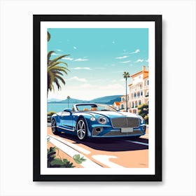 A Bentley Continental Gt In French Riviera Car Illustration 2 Art Print