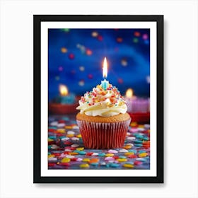 Birthday Cake With Candle Art Print