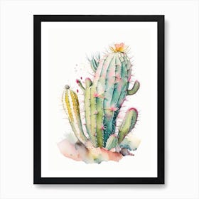 Fishhook Cactus Storybook Watercolours Art Print