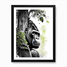 Gorilla In Tree Gorillas Graffiti Style 1 Art Print