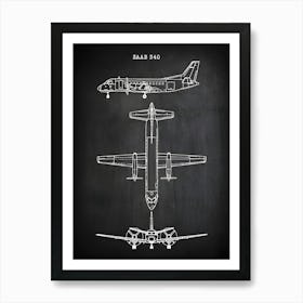 Saab 340 Aircraft, 340 Saab, 340 Airplane Blueprint, Aviation Gifts, Aviation Blueprint, Airplane Print, Military Gift Va3401 Art Print