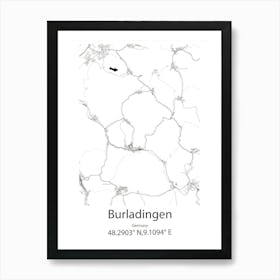 Burladingen,Germany Minimalist Map Art Print