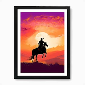 cowboy into sunset Art Print