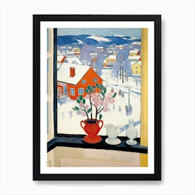 The Windowsill Of Troms   Norway Snow Inspired By Matisse 2 Art Print