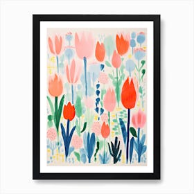 Keunkenhof Gardens Abstract Riso Style 2 Art Print