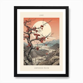 Ume Japanese Plum 1 Japanese Botanical Illustration Poster Art Print