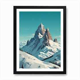 Cortina D Ampezzo   Italy, Ski Resort Illustration 3 Simple Style Art Print