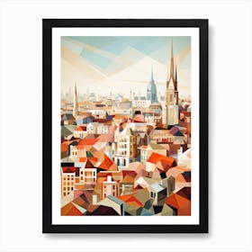 Antwerp, Belgium, Geometric Illustration 1 Art Print