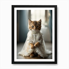 Cute Kitten In A Wedding Dress Art Print