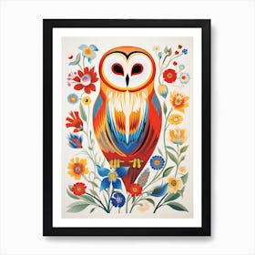 Scandinavian Bird Illustration Barn Owl 3 Art Print