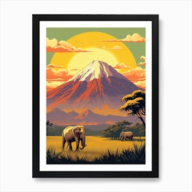 Mount Kilimanjaro Tanzania 2 Vintage Travel Illustration Art Print