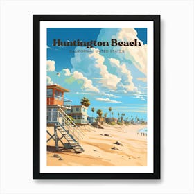 Huntington Beach California Vacation Modern Travel Illustration Art Print