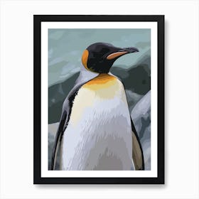 King Penguin Floreana Island Minimalist Illustration 1 Art Print