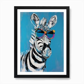Kitsch Portrait Of A Zebra In Sunglasses 4 Art Print