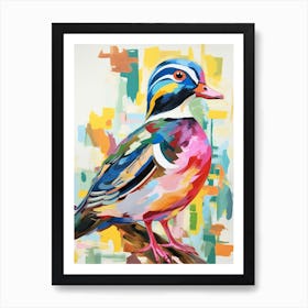 Colourful Bird Painting Wood Duck 1 Art Print