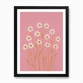 Simple Daisies Pink And Peach Art Print