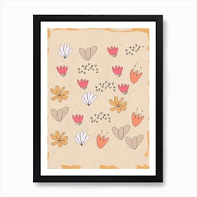 Flowers And Hearts Art Print