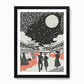 New Year Celebration In Old Tokyo Art Print