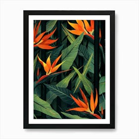 Bird Of Paradise Seamless Pattern 14 Art Print