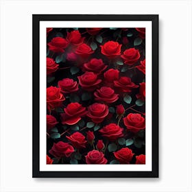 Red Roses Seamless Pattern 2 Art Print