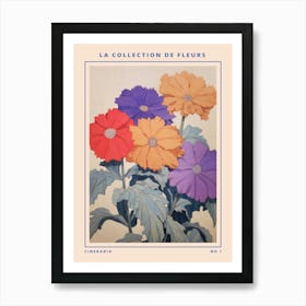 Cineraria French Flower Botanical Poster Art Print