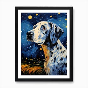 Dalmatian Starry Night Dog Portrait Art Print