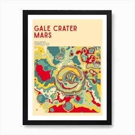 Gale Crater Mars (Curiosity Landing Site) Topographic Contour Map Art Print