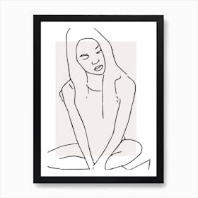 Woman Sitting Outline Art Print