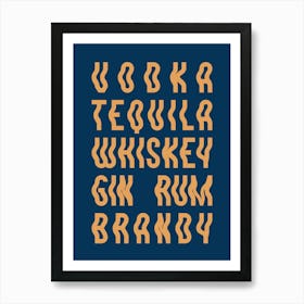 Drink Names Navy Art Print
