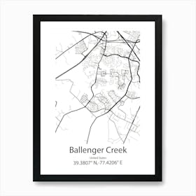 Ballenger Creek,United States Minimalist Map Art Print