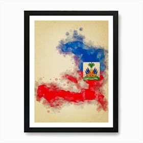 Haiti Flag Vintage Art Print