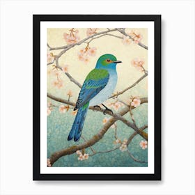 Ohara Koson Inspired Bird Painting Bluebird 3 Art Print