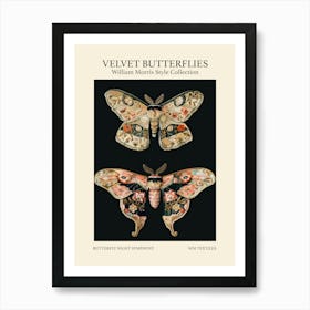 Velvet Butterflies Collection Butterfly Night Symphony William Morris Style 8 Poster