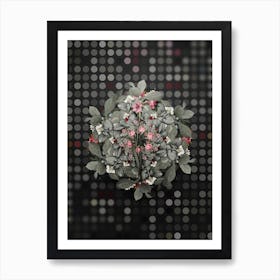 Vintage Sword Lily Flower Wreath on Dot Bokeh Pattern n.0467 Art Print