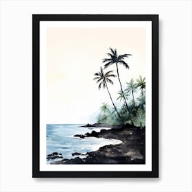 Watercolour Of Twai Anapanapa Black Sand Beach   Maui Hawaii Usa 2 Art Print