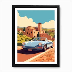 A Porsche 911 In The Tuscany Italy Illustration 2 Art Print