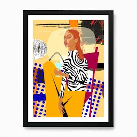 Woman With A Glass Of Wine Art Print