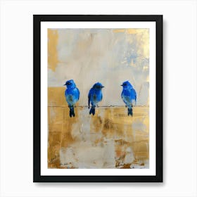 Blue Birds On A Wire Art Print