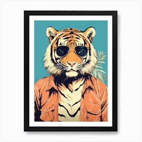 Tiger Illustrations Wearing A Hawaiian Shirt 4 Art Print