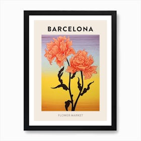 Barcelona Spain Botanical Flower Market Poster Art Print